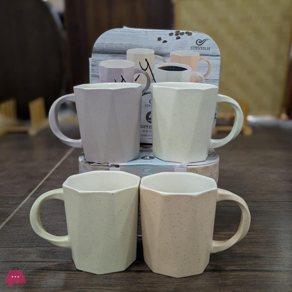 Set of 4 Granite Ceramic Mugs in Box