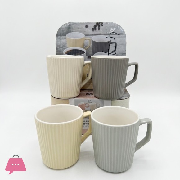 Set of 4 Granite Ceramic Mugs in Box