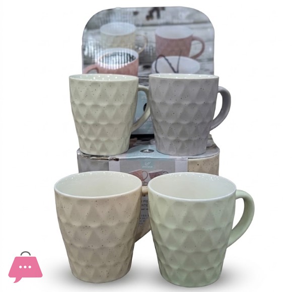 Set of 4 Granite Ceramic Mugs in Box
