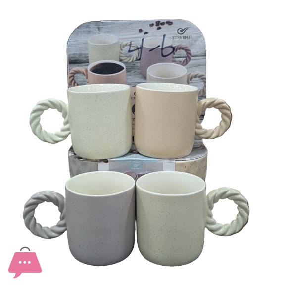 Set of 4 Granite Ceramic Mugs in Box