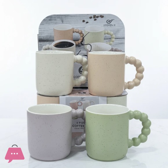 Set of 4 Granite Ceramic Mugs in Box