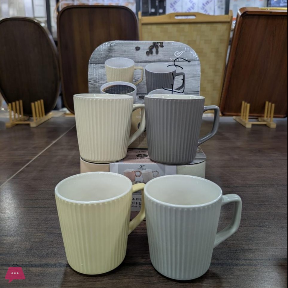 Set of 4 Granite Ceramic Mugs in Box