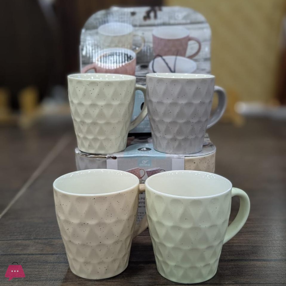 Set of 4 Granite Ceramic Mugs in Box