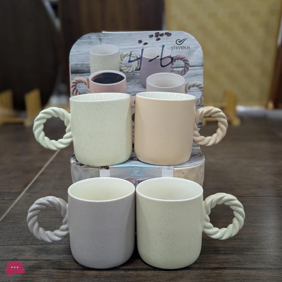 Set of 4 Granite Ceramic Mugs in Box