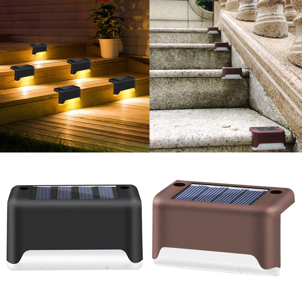 Solar Powered Step Light, Waterproof Led Solar Fence Lamp for Patio for Stairs,Walkways,Patio
