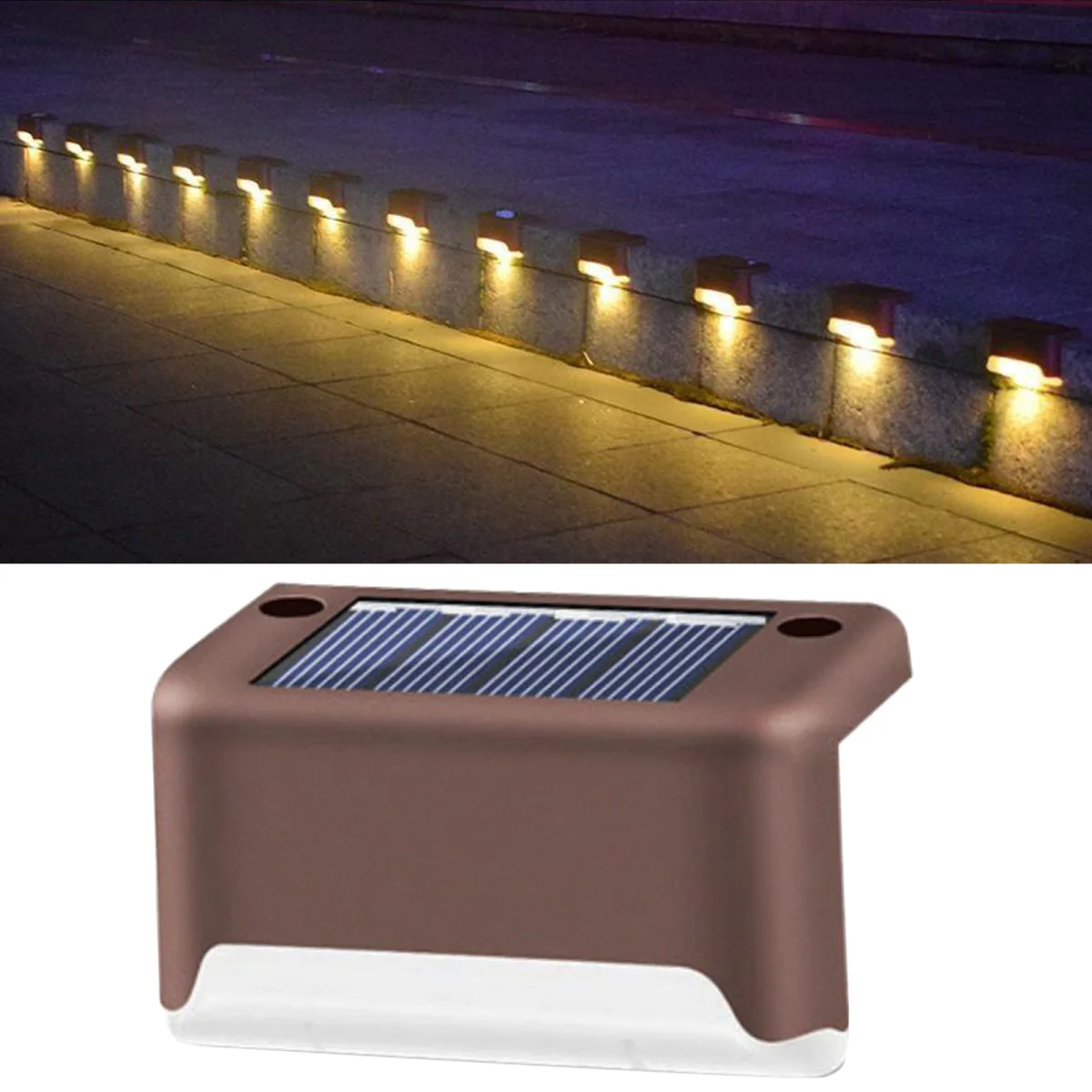 Solar Powered Step Light, Waterproof Led Solar Fence Lamp for Patio for Stairs,Walkways,Patio