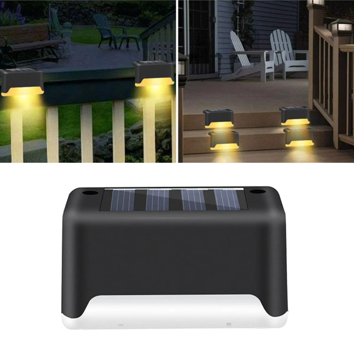 Solar Powered Step Light, Waterproof Led Solar Fence Lamp for Patio for Stairs,Walkways,Patio