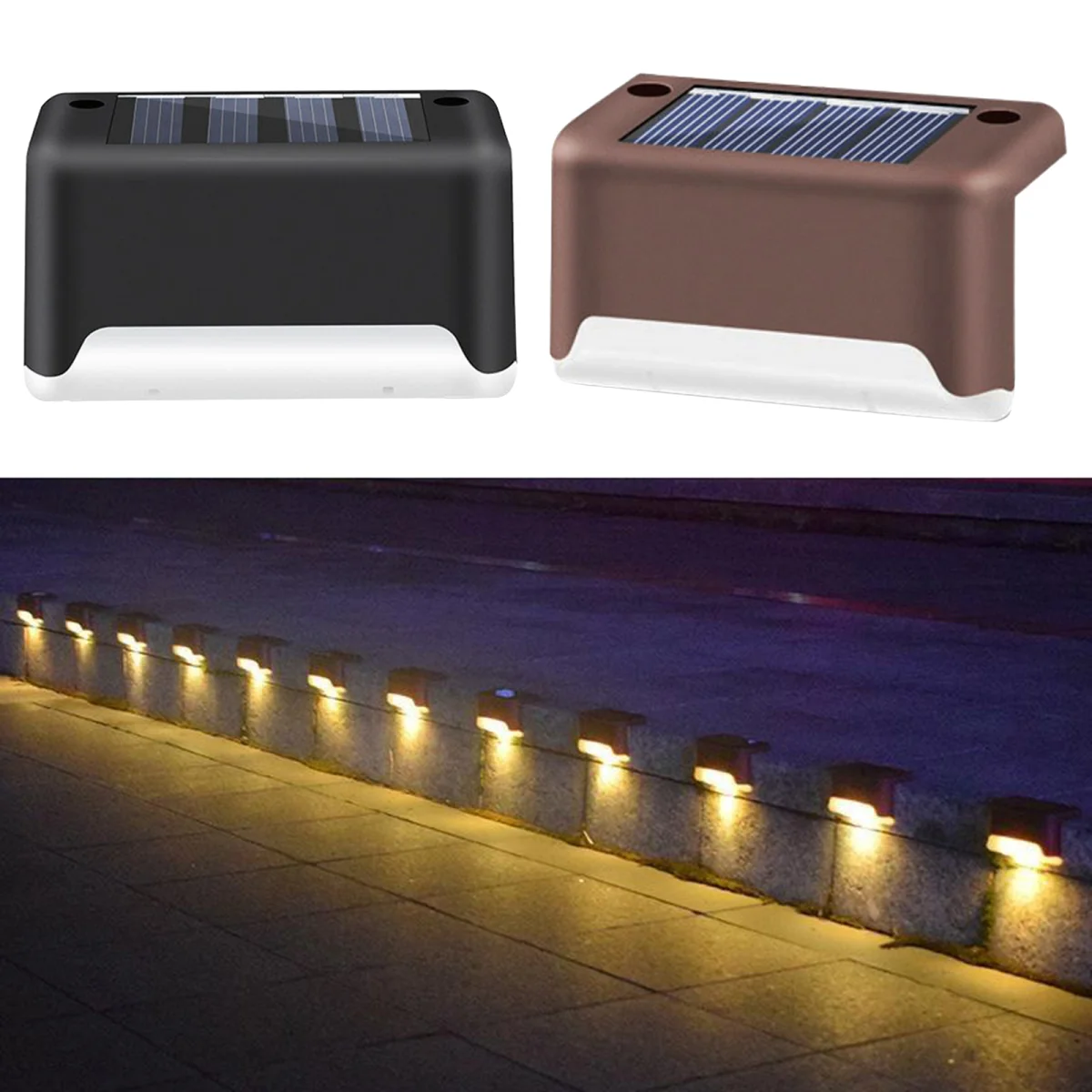 Solar Powered Step Light, Waterproof Led Solar Fence Lamp for Patio for Stairs,Walkways,Patio