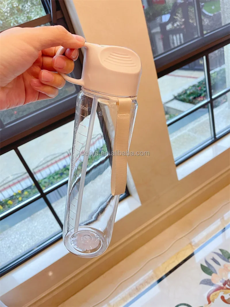1L运动水瓶透明瓶带手柄