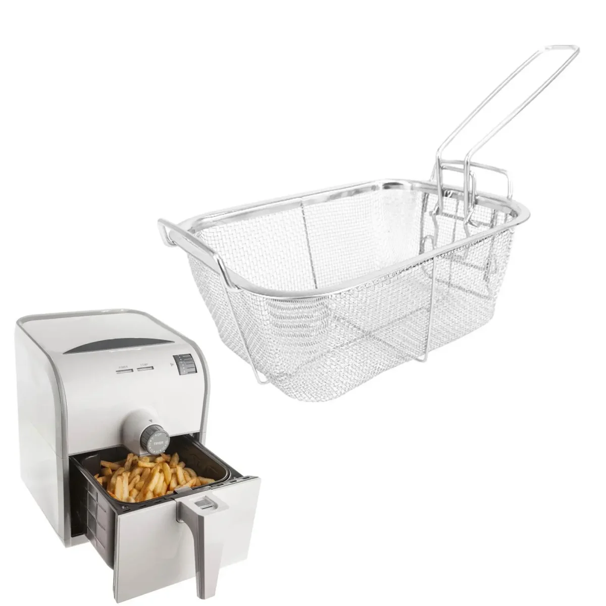 Stainless Steel Deep Fry Basket Food Presentation Baskets Sturdy Food Strainer for Barbecue Cafe Chicken Wing Home Restaurant Stainless Steel Deep Fry Basket Food Presentation Baskets Sturdy Food Strainer for Barbecue Cafe Chicken Wing Home Restaurant