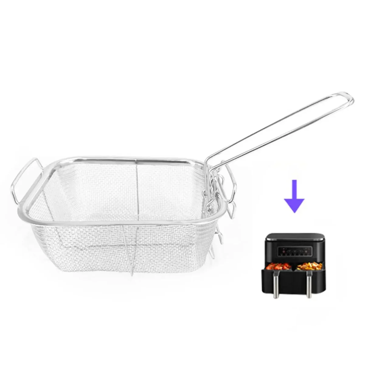 Stainless Steel Deep Fry Basket Food Presentation Baskets Sturdy Food Strainer for Barbecue Cafe Chicken Wing Home Restaurant Stainless Steel Deep Fry Basket Food Presentation Baskets Sturdy Food Strainer for Barbecue Cafe Chicken Wing Home Restaurant