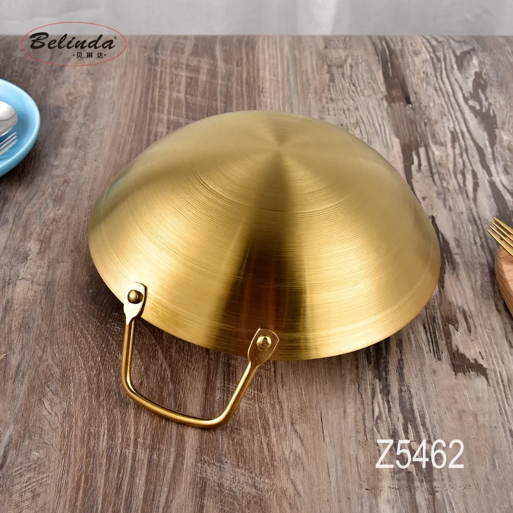 Stainless Steel Matte Gold Wok Mini Portable BBQ Party Stove Stainless Steel Bar Wok