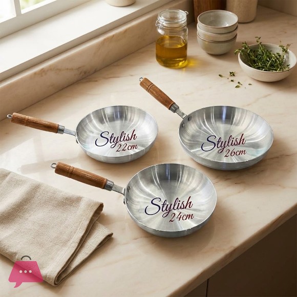 Stylish Premium Aluminum Frypan Wood Handle
