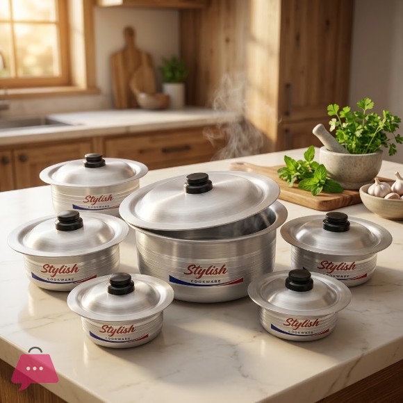 Stylish Premium Aluminum Metal Finish Casserole Pot