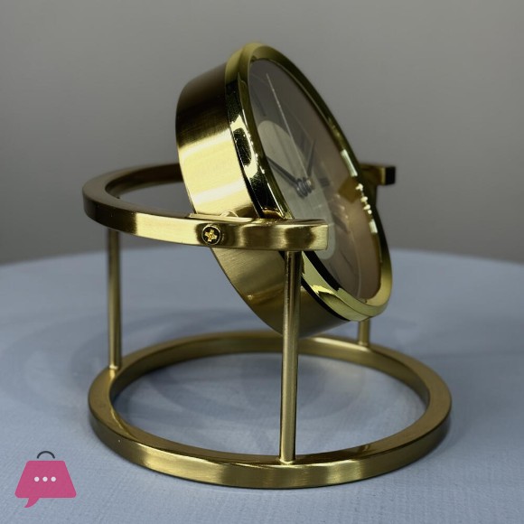 Table Clock Gold Metal Quartz - 7958