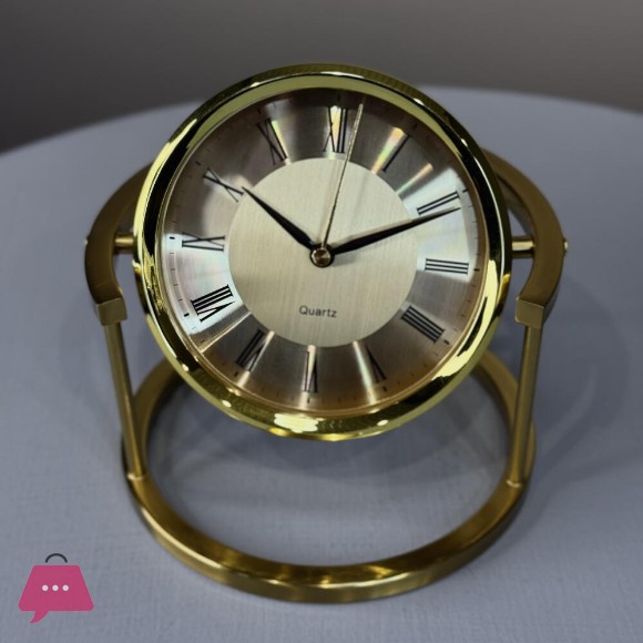 Table Clock Gold Metal Quartz - 7958