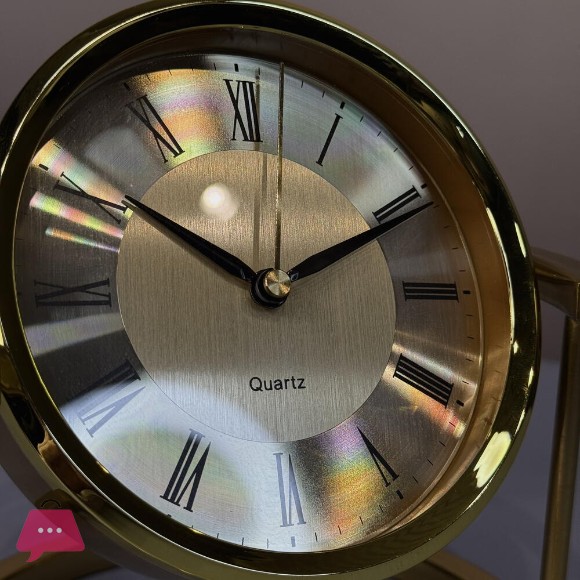 Table Clock Gold Metal Quartz - 7958