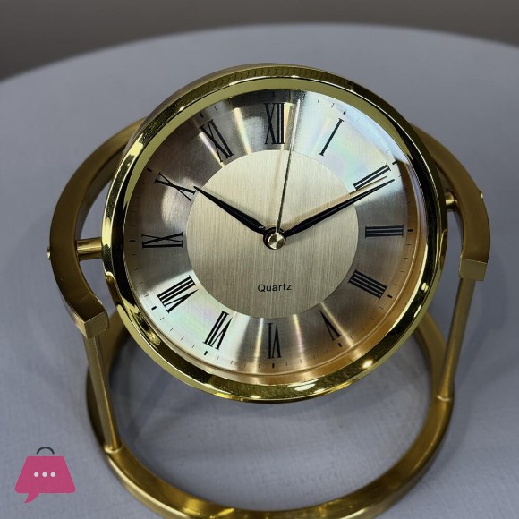 Table Clock Gold Metal Quartz - 7958