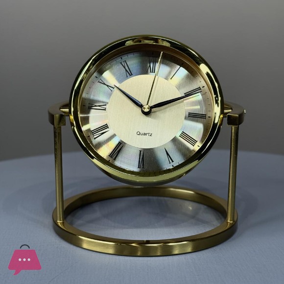 Table Clock Gold Metal Quartz - 7958