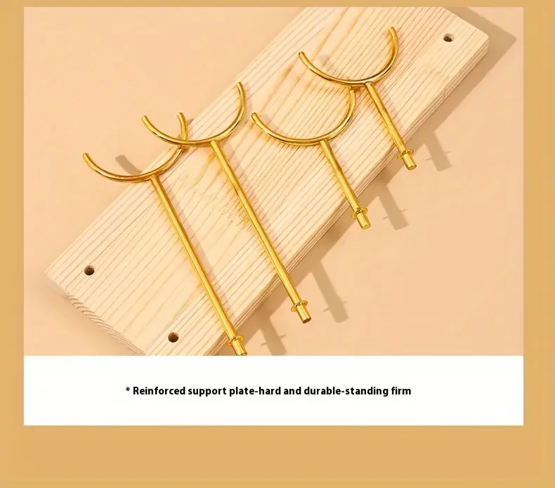 multi tier jewelry display stand with golden pipes heavy duty organizer for bracelets necklaces watches beige   sturdy new zealand pine wood base store   decor   shelf store display rack sophisticated design metallic   rack details 2