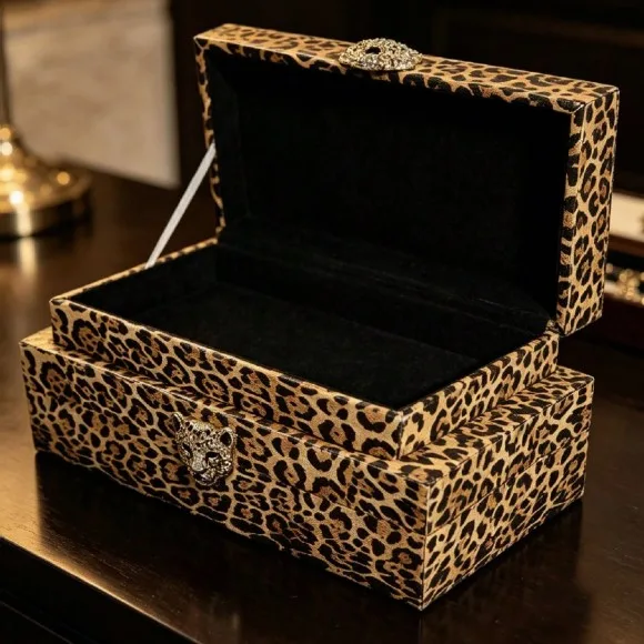 Leopard Print Storage Box Set of 2