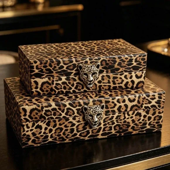 Leopard Print Storage Box Set of 2