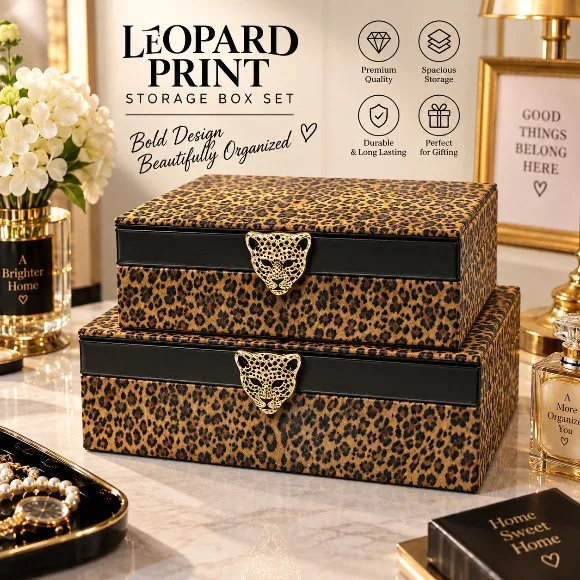 Leopard Print Storage Box Set of 2