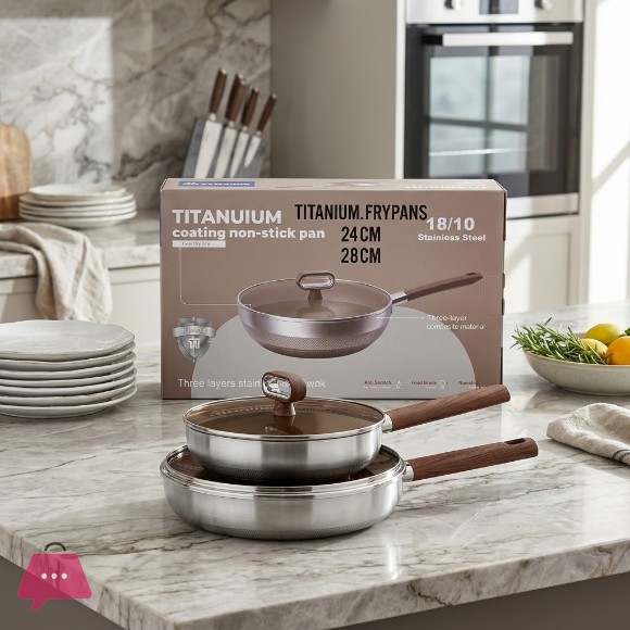 TITANUIUM Coating Non-Stick Pan Frying Pan Stainless Steel