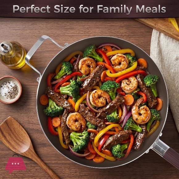 TITANUIUM Coating Non-Stick Wok Pan Stainless Steel