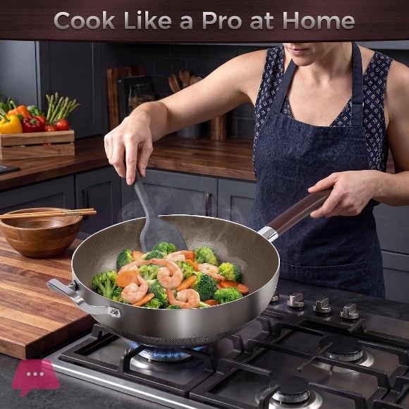 TITANUIUM Coating Non-Stick Wok Pan Stainless Steel
