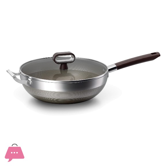 TITANUIUM Coating Non-Stick Wok Pan Stainless Steel