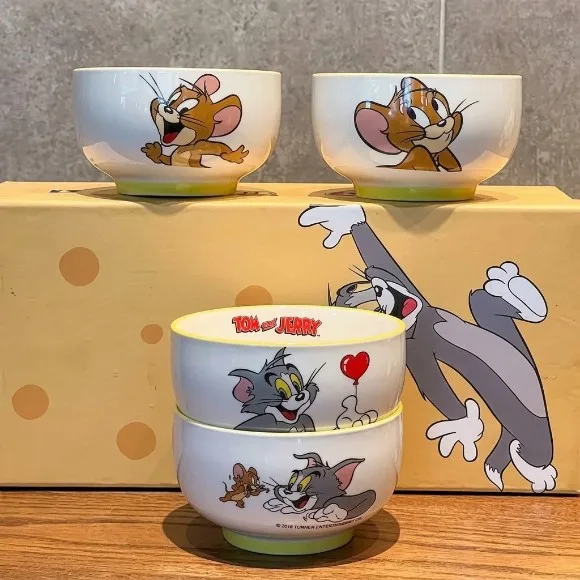 Tom and Jerry Officially Licensed Bowl Set Ceramic bowls Dishwasher Safe Set of 4