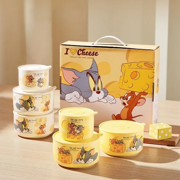 Tom and Jerry Officially Licensed Ceramic Food Storage Bowl 3-Piece Gift Set