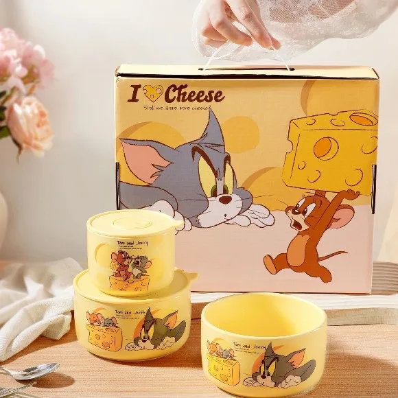 Tom and Jerry Officially Licensed Ceramic Food Storage Bowl 3-Piece Gift Set