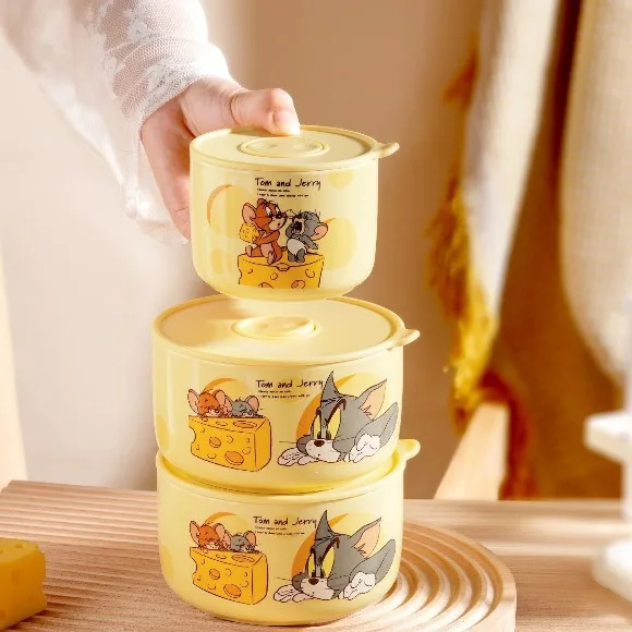 Tom and Jerry Officially Licensed Ceramic Food Storage Bowl 3-Piece Gift Set