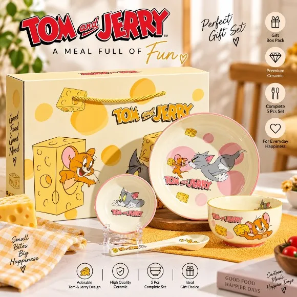Tom and Jerry Officially Licensed Ceramic Meal Set of 5