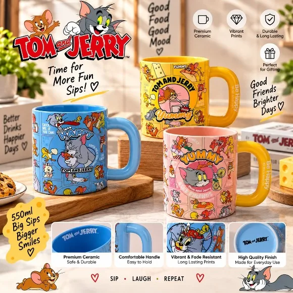 Tom and Jerry Officially Licensed Couples Ceramic Mug 550ml