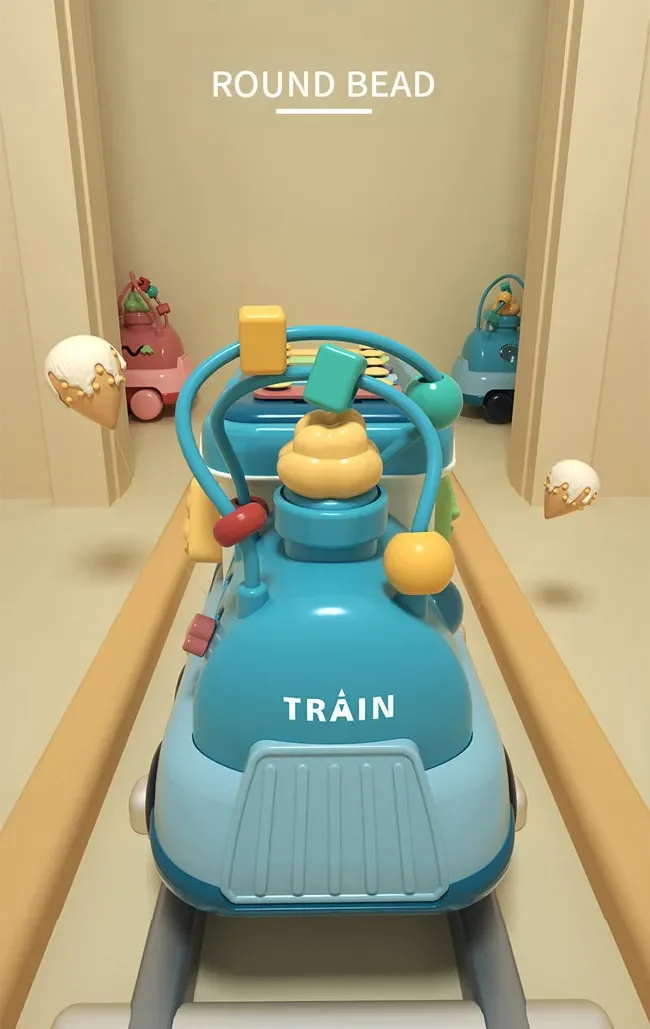 Cartoon Train Toddlers Educational Toy Plastic Striking Piano Hand Beat Drum Toys Multifunctional Baby Musical Toy Cartoon Train Baby Music Toys