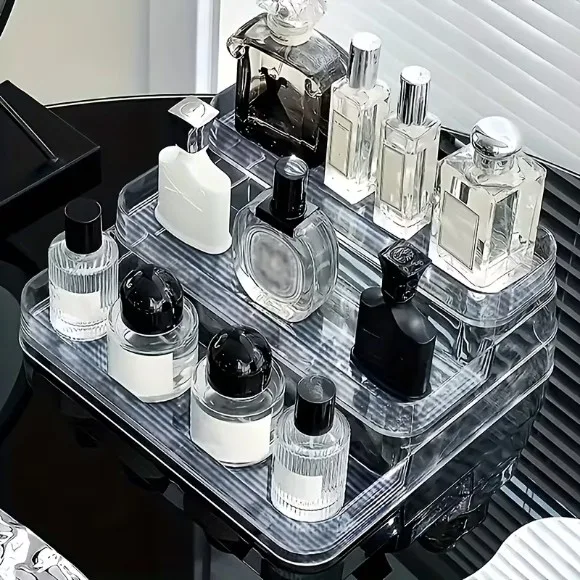 Transparent Acrylic Perfume Display Stand, Three-Tiered Plastic Makeup Organizer for Storing Perfumes And Cosmetics