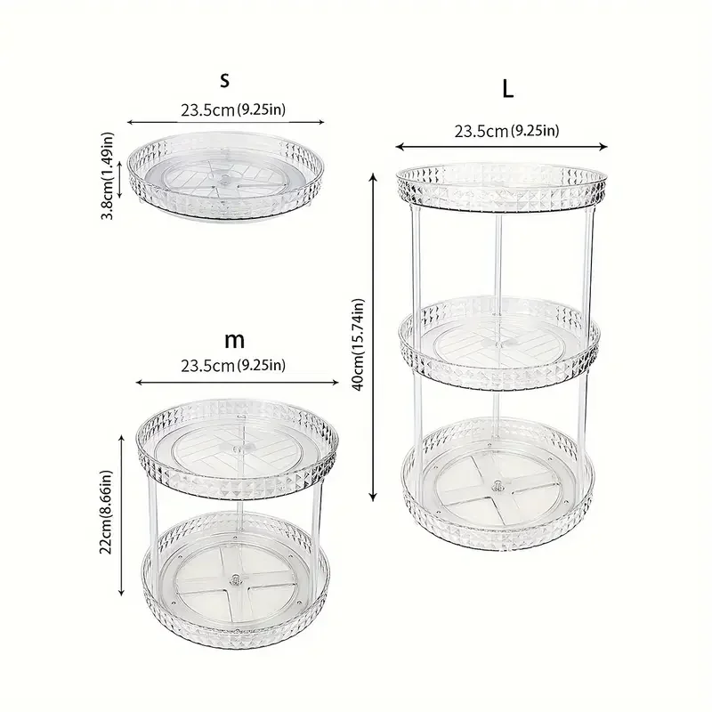 1pc transparent diamond pattern makeup storage organizer multi layer rotating desktop cosmetic storage rack cosmetic skincare perfume tray large capacity makeup storage shelf vanity decor makeup organizer details 4
