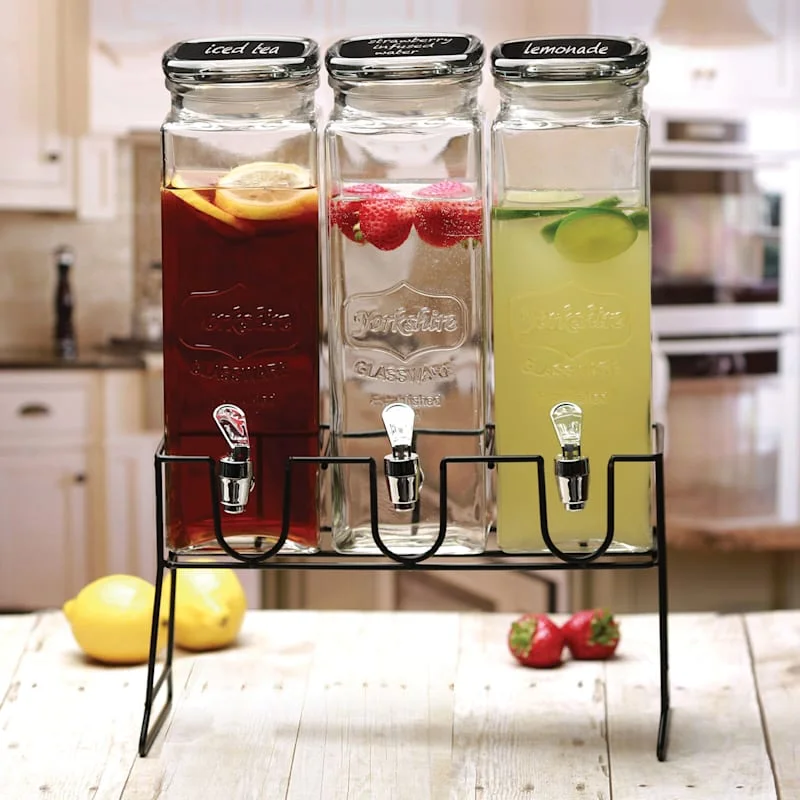 Triple Cold Beverage Dispenser with Stand
