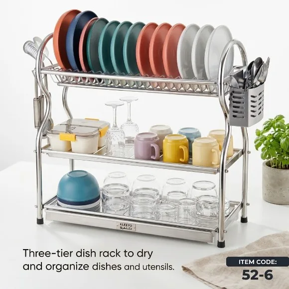 Two-Tier Stainless Steel Dish Rack Designed for Kitchen Counters
