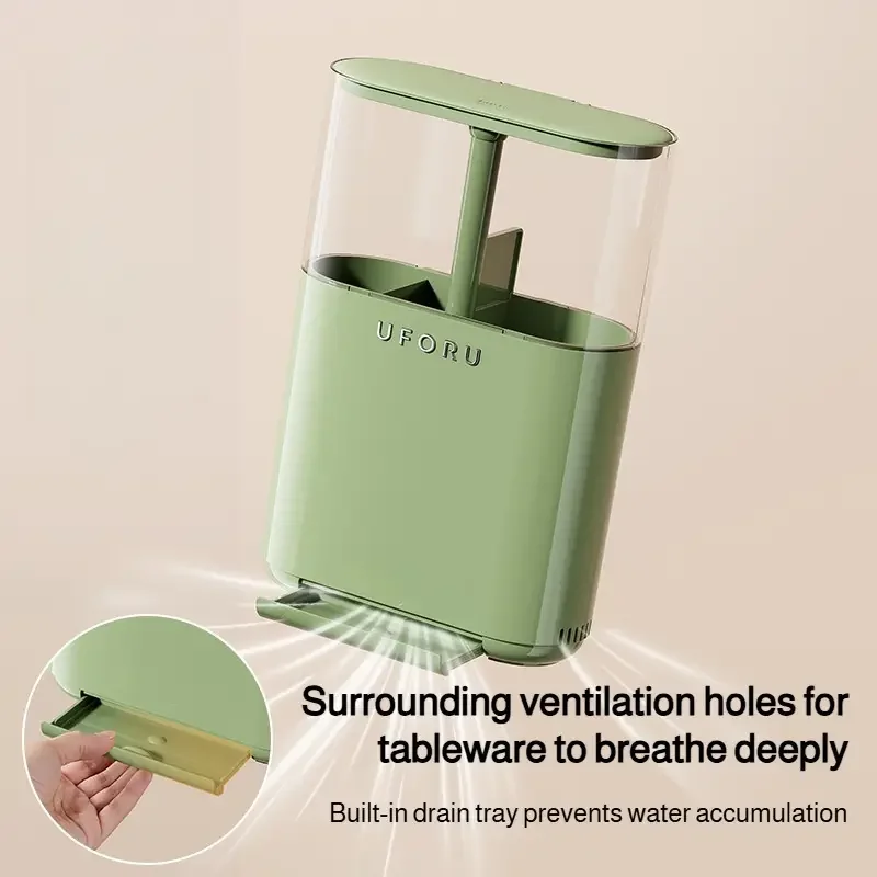 wall mounted chopstick holder with detachable lid no drill   screw mount installation dustproof kitchen organizer space saving plastic storage box for utensils modern   green beige   durable hygienic Product details 3