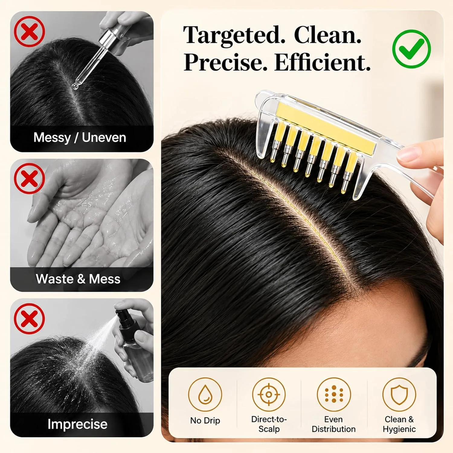 Unisex Transparent Hair Oil Comb Applicator Massage with Built-In Liquid Reservoir
