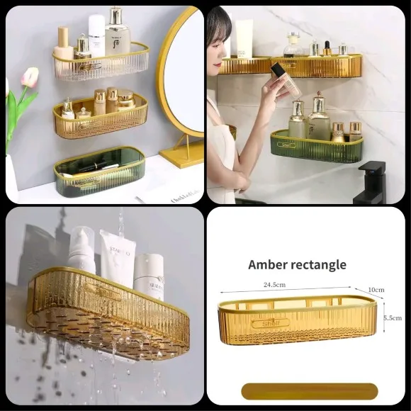 Wall Mounted Acrylic Bathroom Corner Shelf Organizer Shower