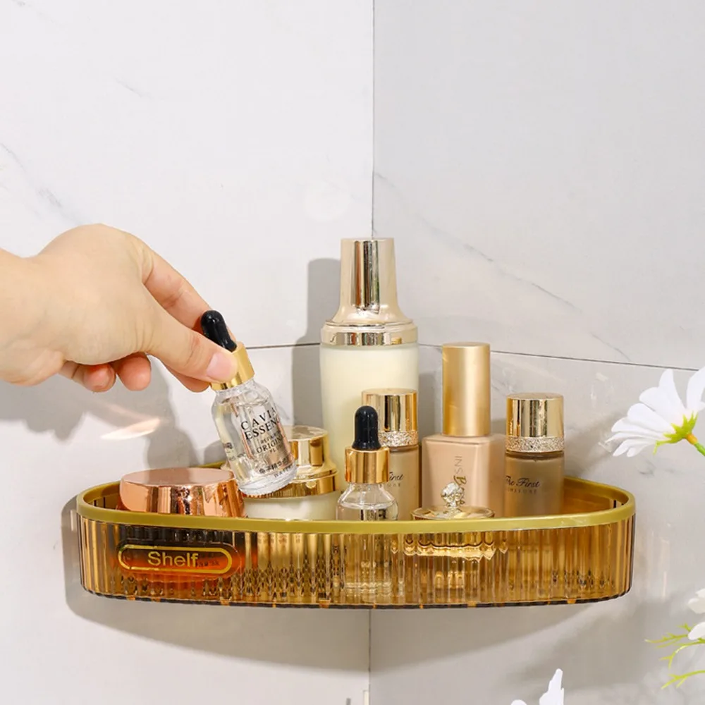 Wall Mounted Acrylic Bathroom Corner Shelf Organizer Shower