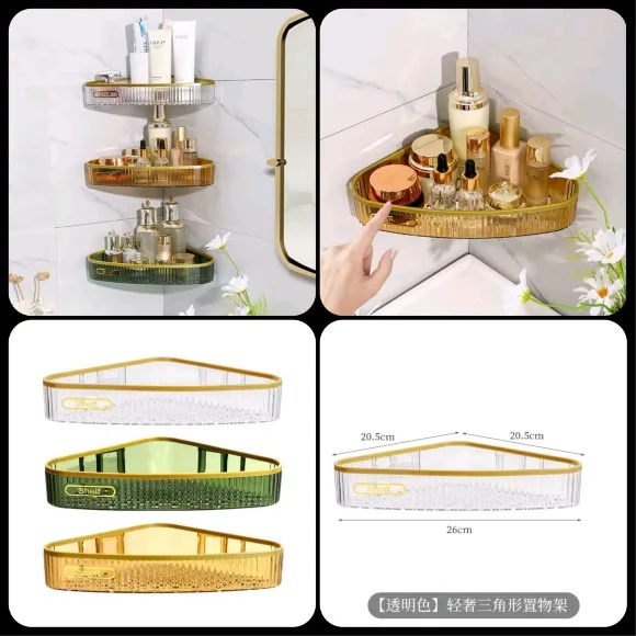 Wall Mounted Acrylic Bathroom Corner Shelf Organizer Shower