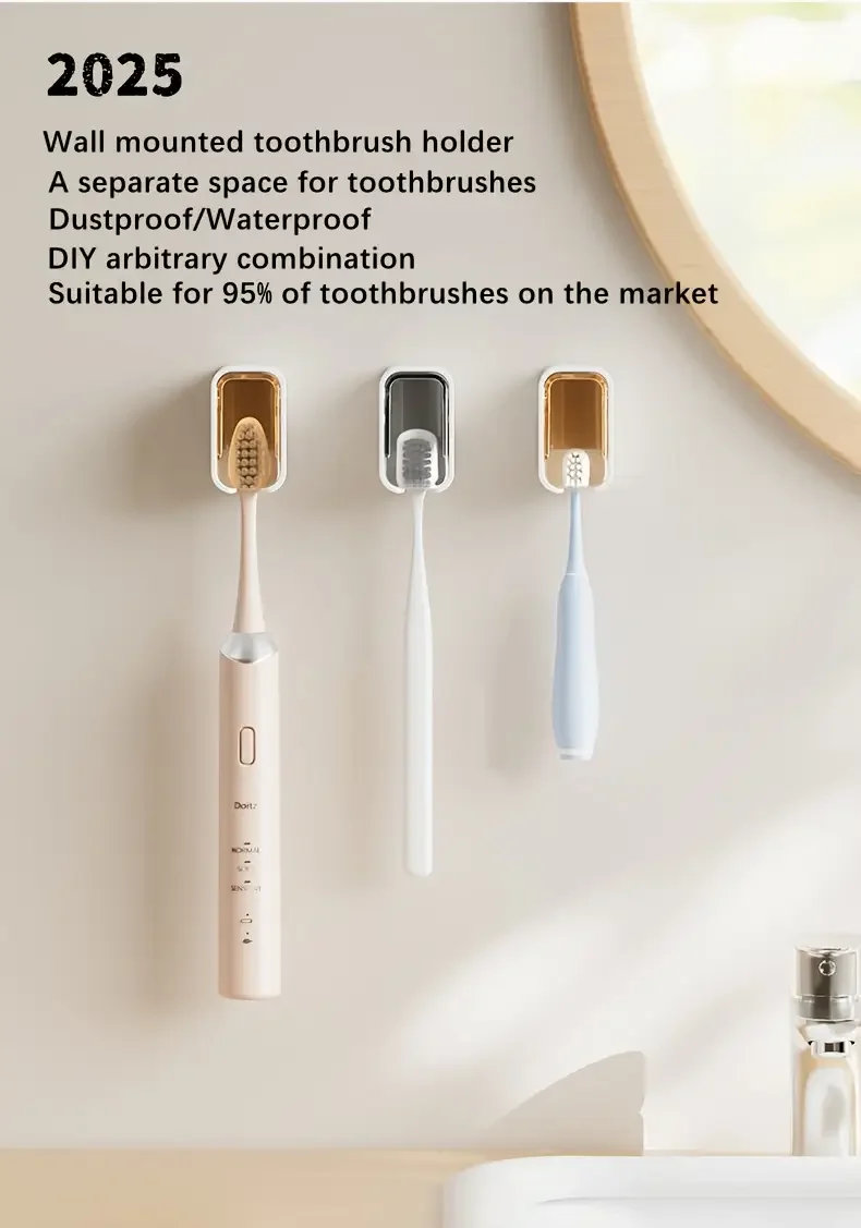 1pc of bathroom accessory a wall mounted toothbrush storage box that requires no drilling suitable for   electric and regular toothbrushes     space Product details 0