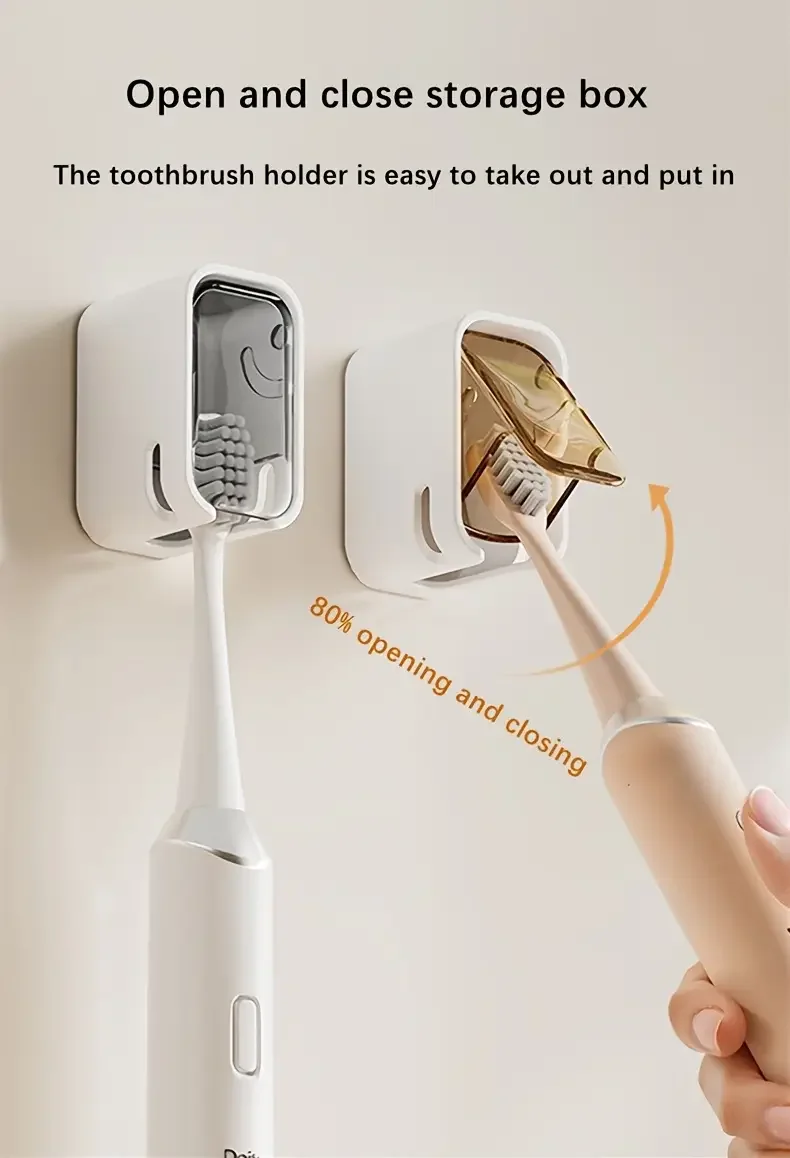 1pc of bathroom accessory a wall mounted toothbrush storage box that requires no drilling suitable for   electric and regular toothbrushes     space Product details 2