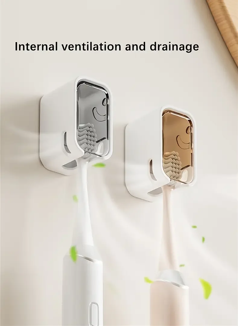 1pc of bathroom accessory a wall mounted toothbrush storage box that requires no drilling suitable for   electric and regular toothbrushes     space Product details 4